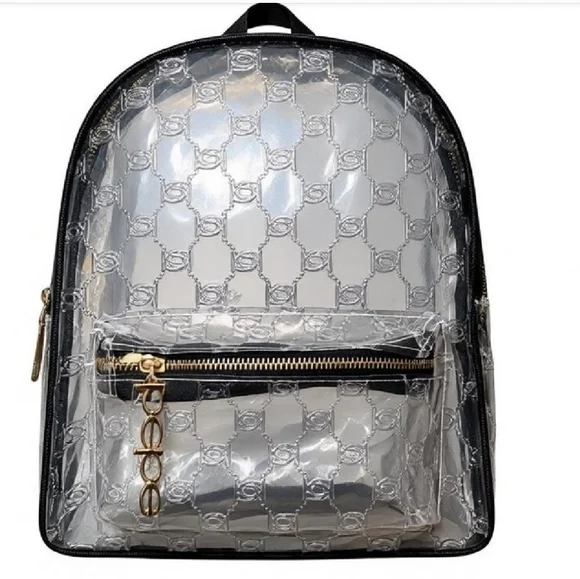 Bebe Clear and Black Women's Backpack - Picture 1 of 8